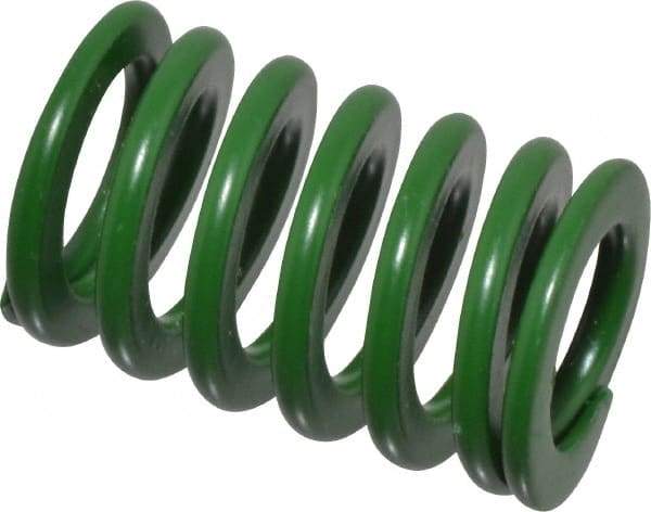 Associated Spring Raymond - 16mm Hole Diam, 8mm Rod Diam, 1" Free Length, Green Die Spring - 184.4 N Max Deflection, 10.3mm Max Deflection, Light Duty, Chromium Alloy Steel - A1 Tooling