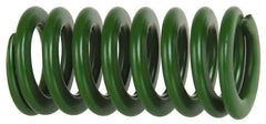 Associated Spring Raymond - 63mm Hole Diam, 38mm Rod Diam, 3" Free Length, Green Die Spring - 5076 N Max Deflection, 71mm Max Deflection, Light Duty, Chromium Alloy Steel - A1 Tooling