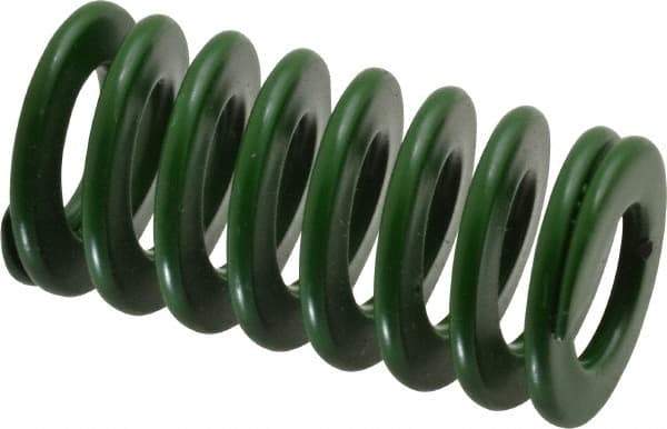 Associated Spring Raymond - 20mm Hole Diam, 10mm Rod Diam, 1-1/2" Free Length, Green Die Spring - 499.5 N Max Deflection, 15mm Max Deflection, Light Duty, Chromium Alloy Steel - A1 Tooling