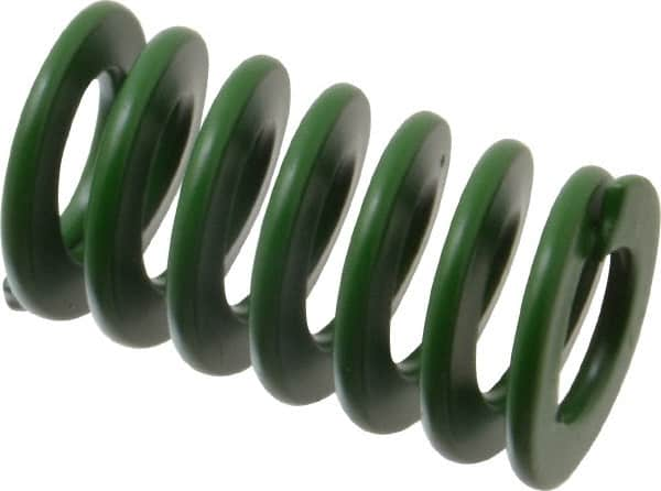 Associated Spring Raymond - 25mm Hole Diam, 12.5mm Rod Diam, 1-3/4" Free Length, Green Die Spring - 952.2 N Max Deflection, 18mm Max Deflection, Light Duty, Chromium Alloy Steel - A1 Tooling