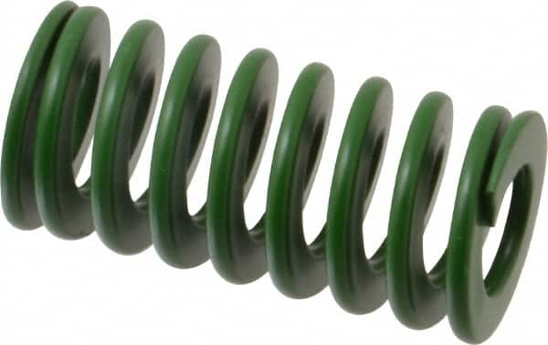 Associated Spring Raymond - 25mm Hole Diam, 12.5mm Rod Diam, 2" Free Length, Green Die Spring - 880 N Max Deflection, 20mm Max Deflection, Light Duty, Chromium Alloy Steel - A1 Tooling