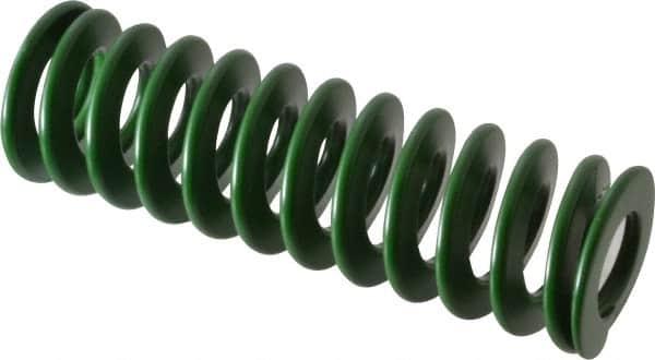 Associated Spring Raymond - 32mm Hole Diam, 16mm Rod Diam, 4" Free Length, Green Die Spring - 1312 N Max Deflection, 41mm Max Deflection, Light Duty, Chromium Alloy Steel - A1 Tooling