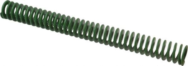 Associated Spring Raymond - 32mm Hole Diam, 16mm Rod Diam, 12" Free Length, Green Die Spring - 1256.6 N Max Deflection, 122mm Max Deflection, Light Duty, Chromium Alloy Steel - A1 Tooling