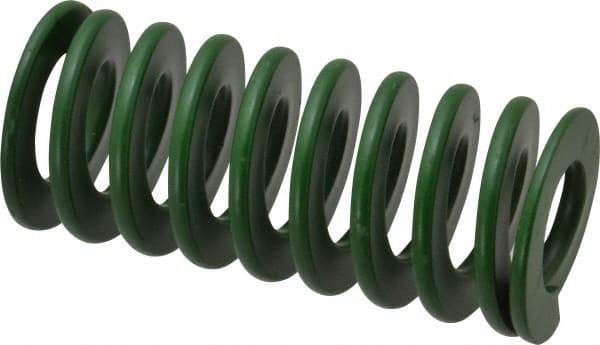 Associated Spring Raymond - 40mm Hole Diam, 20mm Rod Diam, 3-1/2" Free Length, Green Die Spring - 1785 N Max Deflection, 35mm Max Deflection, Light Duty, Chromium Alloy Steel - A1 Tooling