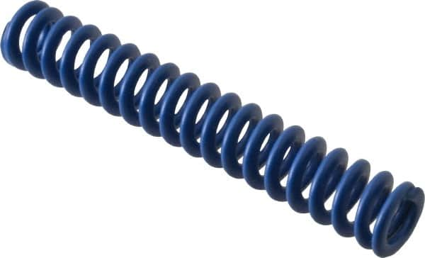 Associated Spring Raymond - 12.5mm Hole Diam, 6.3mm Rod Diam, 3" Free Length, Blue Die Spring - 294.8 N Max Deflection, 28.9mm Max Deflection, Medium Duty, Chromium Alloy Steel - A1 Tooling