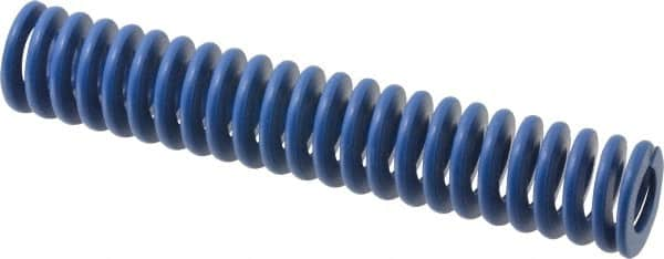 Associated Spring Raymond - 25mm Hole Diam, 12.5mm Rod Diam, 5-1/2" Free Length, Blue Die Spring - 1206.4 N Max Deflection, 52mm Max Deflection, Medium Duty, Chromium Alloy Steel - A1 Tooling