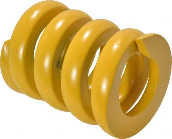 Associated Spring Raymond - 40mm Hole Diam, 20mm Rod Diam, 2-1/2" Free Length, Yellow Die Spring - 8164 N Max Deflection, 13mm Max Deflection, Extra Strong, Chromium Alloy Steel - A1 Tooling