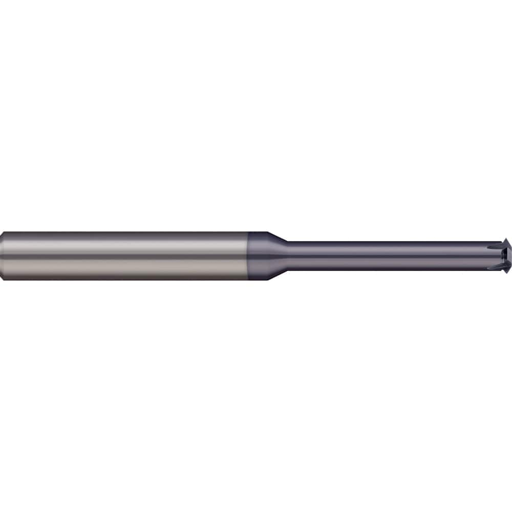 Micro 100 - Single Profile Thread Mills; Maximum Threads Per Inch: 64 ; Minimum Threads Per Inch: 40 ; Thread Type: Internal/External ; Minimum Nominal Diameter (Inch): #4 ; Cutting Diameter (Inch): 0.0800 ; Shank Diameter (Inch): 1/8 - Exact Industrial Supply