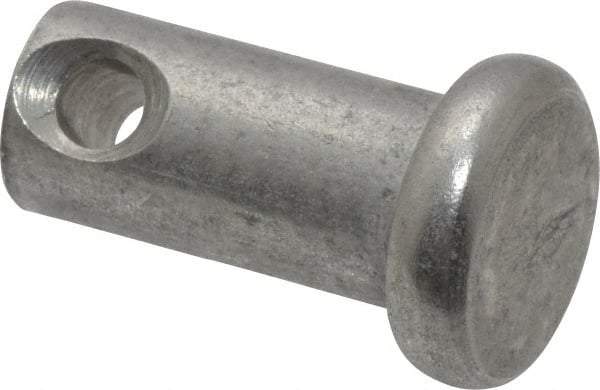 Made in USA - 1/4" Pin Diam, 1/2" OAL, Standard Clevis Pin - 3/32" Hole, 13/32" Usable Length, Uncoated Stainless Steel - A1 Tooling