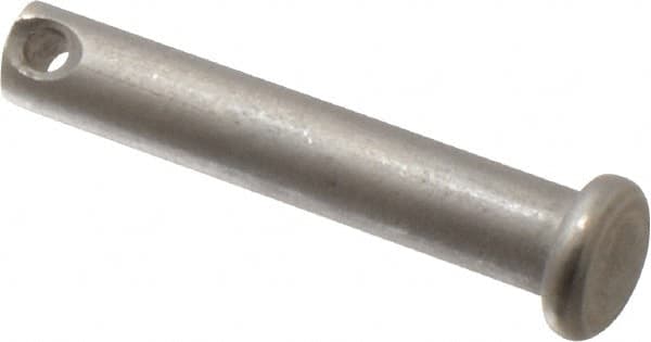 Made in USA - 1/4" Pin Diam, 1-3/8" OAL, Standard Clevis Pin - 3/32" Hole, 1-9/32" Usable Length, Uncoated Stainless Steel - A1 Tooling