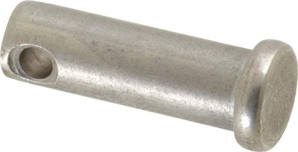 Made in USA - 3/8" Pin Diam, 1-1/8" OAL, Standard Clevis Pin - 5/32" Hole, 31/32" Usable Length, Uncoated Stainless Steel - A1 Tooling