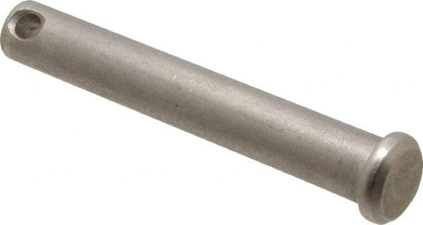 Made in USA - 3/8" Pin Diam, 2-1/2" OAL, Standard Clevis Pin - 5/32" Hole, 2-11/32" Usable Length, Uncoated Stainless Steel - A1 Tooling