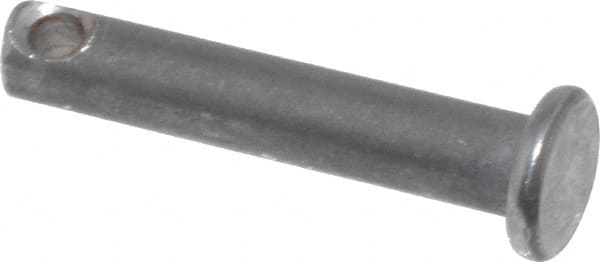 Made in USA - 3/16" Pin Diam, 1" OAL, Standard Clevis Pin - 3/32" Hole, 29/32" Usable Length, Uncoated Steel - A1 Tooling