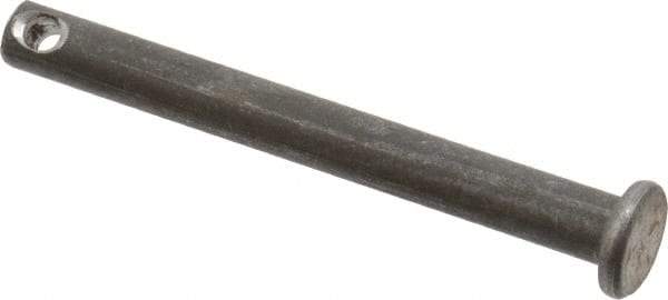 Made in USA - 3/16" Pin Diam, 1-3/4" OAL, Standard Clevis Pin - 3/32" Hole, 1-21/32" Usable Length, Uncoated Steel - A1 Tooling