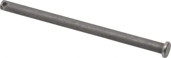 Made in USA - 1/4" Pin Diam, 4" OAL, Standard Clevis Pin - 3/32" Hole, 3-29/32" Usable Length, Uncoated Steel - A1 Tooling