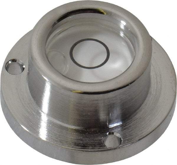 Geier & Bluhm, Inc. - 1 Inch Base Diameter x 0.44 Inch Overall Height, 1 Circle, Brass Bull's Eye Circular Level - 0.22 Inch Vial Diameter, 1/2 Inch Inner Diameter, 0.093 Inch Mounting Hole Diameter, 0.1 Inch Sensitivity, -40 to 165°F - A1 Tooling