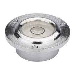 Geier & Bluhm, Inc. - 11/16 Inch Base Diameter x 0.41 Inch Overall Height, 1 Circle, Brass Bull's Eye Circular Level - 0.22 Inch Vial Diameter, 1/2 Inch Inner Diameter, 0.07 Inch Mounting Hole Diameter, 0.1 Inch Sensitivity, -40 to 165°F - A1 Tooling