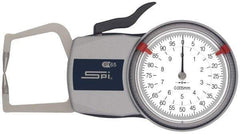 SPI - 10mm Max Measurement, 0.01mm Graduation, Outside Dial Caliper Gage - 35mm Leg Length, 0.02mm Accuracy - A1 Tooling