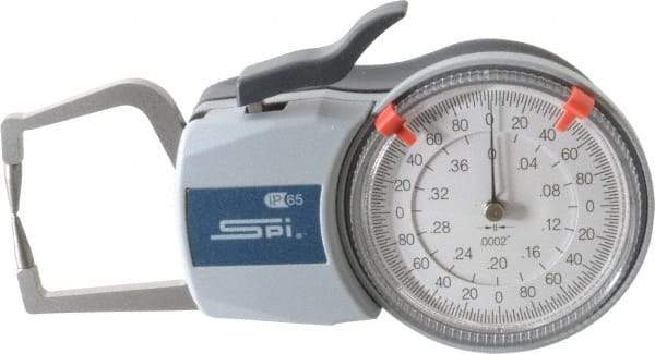 SPI - 0.4 Inch Max Measurement, 0.0002 Inch Graduation, Outside Dial Caliper Gage - 1.37 Inch Leg Length, 0.0008 Inch Accuracy - A1 Tooling