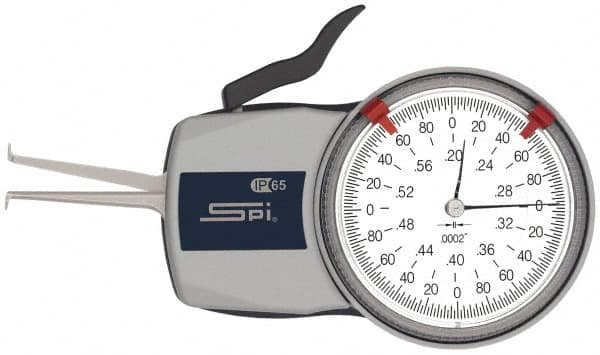 SPI - 0.2 to 0.6" Inside Dial Caliper Gage - 0.0002" Graduation, 0.0008" Accuracy, 1.37" Leg Length, 0.09" Deep x 0.032" Wide Groove, Ball Contact Points - A1 Tooling