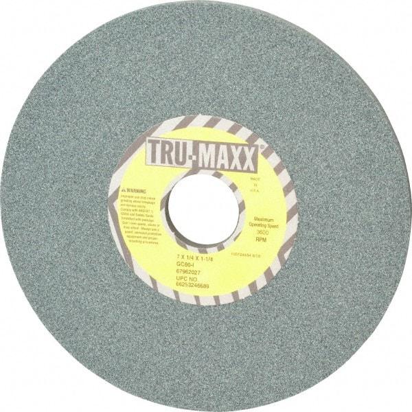 Tru-Maxx - 7" Diam x 1-1/4" Hole x 1/4" Thick, I Hardness, 80 Grit Surface Grinding Wheel - Silicon Carbide, Type 1, Medium Grade, 3,600 Max RPM, Vitrified Bond, No Recess - A1 Tooling