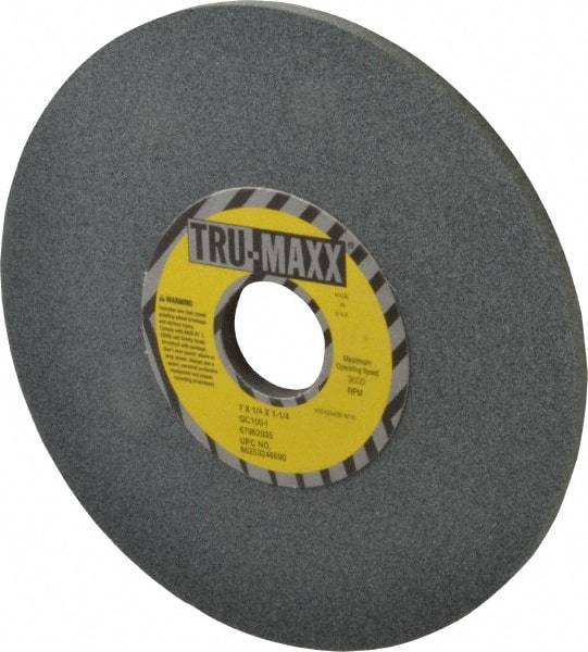 Tru-Maxx - 7" Diam x 1-1/4" Hole x 1/4" Thick, I Hardness, 100 Grit Surface Grinding Wheel - Silicon Carbide, Type 1, Fine Grade, 3,600 Max RPM, Vitrified Bond, No Recess - A1 Tooling