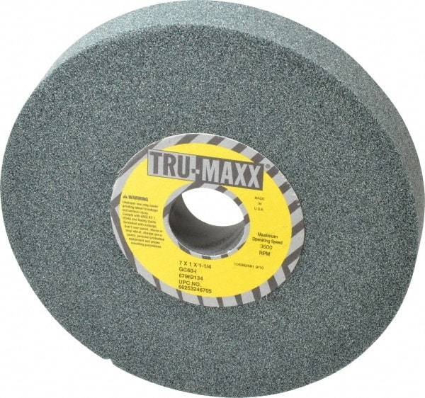 Tru-Maxx - 7" Diam x 1-1/4" Hole x 1" Thick, I Hardness, 60 Grit Surface Grinding Wheel - Silicon Carbide, Type 5, Medium Grade, 3,600 Max RPM, Vitrified Bond, One-Side Recess - A1 Tooling