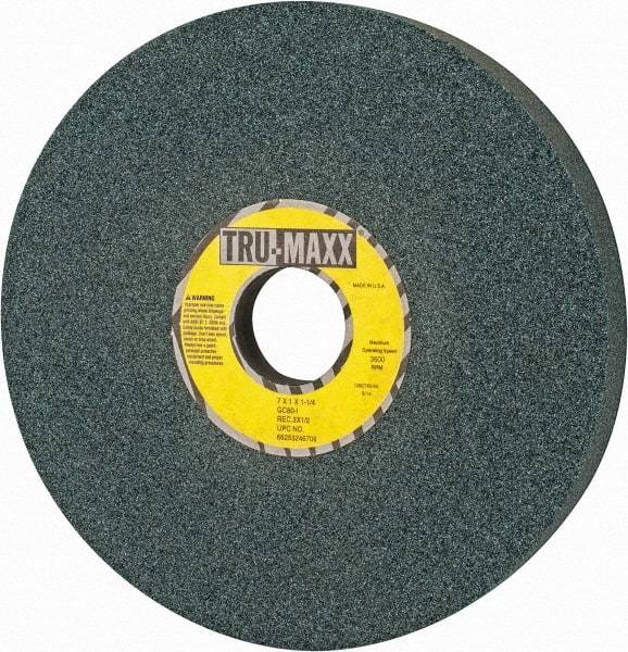 Tru-Maxx - 7" Diam x 1-1/4" Hole x 1" Thick, I Hardness, 80 Grit Surface Grinding Wheel - Silicon Carbide, Type 5, Medium Grade, 3,600 Max RPM, Vitrified Bond, One-Side Recess - A1 Tooling