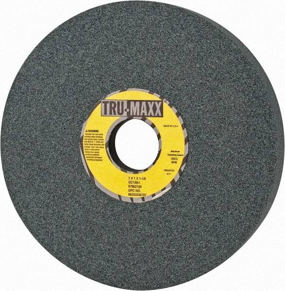 Tru-Maxx - 7" Diam x 1-1/4" Hole x 1" Thick, I Hardness, 100 Grit Surface Grinding Wheel - Silicon Carbide, Type 5, Fine Grade, 3,600 Max RPM, Vitrified Bond, One-Side Recess - A1 Tooling