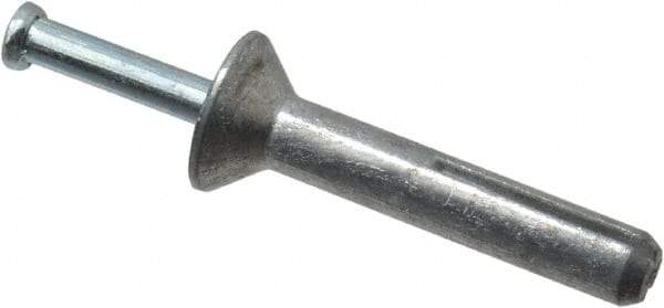 Powers Fasteners - 1/4" Diam, 1/4" Drill, 1-1/2" OAL, 7/8" Min Embedment Hammer Drive Concrete Anchor - Steel (Drive Pin)/Zamac Alloy (Body), Zinc-Plated Finish, Flat Head - A1 Tooling