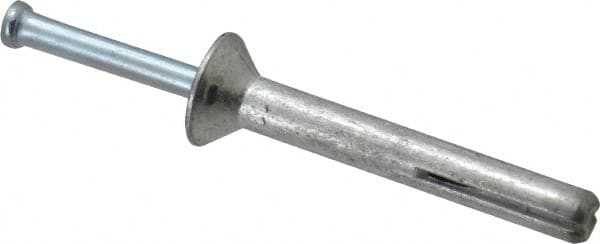 Powers Fasteners - 1/4" Diam, 1/4" Drill, 2" OAL, 7/8" Min Embedment Hammer Drive Concrete Anchor - Steel (Drive Pin)/Zamac Alloy (Body), Zinc-Plated Finish, Flat Head - A1 Tooling