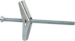 Powers Fasteners - 3/16" Screw, 3/16" Diam, 4" Long, Toggle Bolt Drywall & Hollow Wall Anchor - 1/2" Drill, Zinc Plated, Steel, Grade Zamac 7, Use in Drywall & Wallboard - A1 Tooling