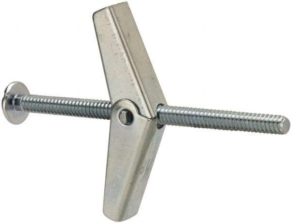 Powers Fasteners - 3/16" Screw, 3/16" Diam, 3" Long, Toggle Bolt Drywall & Hollow Wall Anchor - 1/2" Drill, Zinc Plated, Steel, Grade Zamac 7, Use in Drywall & Wallboard - A1 Tooling