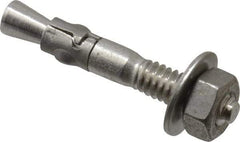 Powers Fasteners - 1/4" Diam, 1/4" Drill, 1-3/4" OAL, 7/8" Min Embedment Wedge Expansion Concrete Anchor - 304 Stainless Steel, Hex Nut Head, Hex Drive, 3/4" Thread Length - A1 Tooling