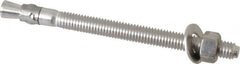 Powers Fasteners - 3/8" Diam, 3/8" Drill, 5" OAL, 2-1/4" Min Embedment Wedge Expansion Concrete Anchor - 304 Stainless Steel, Hex Nut Head, Hex Drive, 3-1/8" Thread Length - A1 Tooling