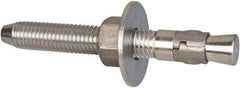 Powers Fasteners - 5/8" Diam, 5/8" Drill, 5" OAL, Wedge Expansion Concrete Anchor - 304 Stainless Steel, Hex Nut Head, Hex Drive, 3-1/2" Thread Length - A1 Tooling