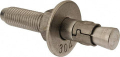 Powers Fasteners - 3/4" Diam, 3/4" Drill, 4-3/4" OAL, Wedge Expansion Concrete Anchor - 304 Stainless Steel, Hex Nut Head, Hex Drive, 2-7/8" Thread Length - A1 Tooling