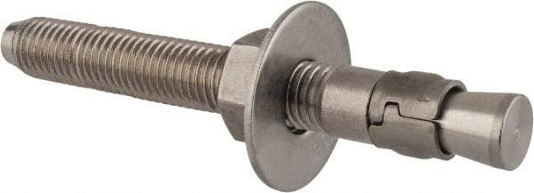 Powers Fasteners - 3/4" Diam, 3/4" Drill, 6-1/4" OAL, Wedge Expansion Concrete Anchor - 304 Stainless Steel, Hex Nut Head, Hex Drive, 4-3/8" Thread Length - A1 Tooling