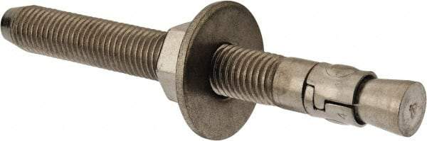 Powers Fasteners - 3/4" Diam, 3/4" Drill, 7" OAL, Wedge Expansion Concrete Anchor - 304 Stainless Steel, Hex Nut Head, Hex Drive, 5-1/8" Thread Length - A1 Tooling