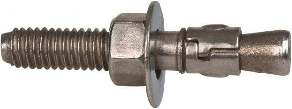 Powers Fasteners - 3/8" Diam, 3/8" Drill, 2-1/4" OAL, 3-3/8" Min Embedment Wedge Expansion Concrete Anchor - 316 Stainless Steel, Hex Nut Head, Hex Drive, 1-1/4" Thread Length - A1 Tooling