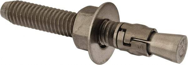 Powers Fasteners - 3/8" Diam, 3/8" Drill, 2-3/4" OAL, Wedge Expansion Concrete Anchor - 316 Stainless Steel, Hex Nut Head, Hex Drive, 1-5/8" Thread Length - A1 Tooling