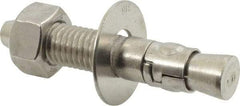 Powers Fasteners - 5/8" Diam, 5/8" Drill, 3-1/2" OAL, 1" Min Embedment Wedge Expansion Concrete Anchor - 316 Stainless Steel, Hex Nut Head, Hex Drive, 2" Thread Length - A1 Tooling