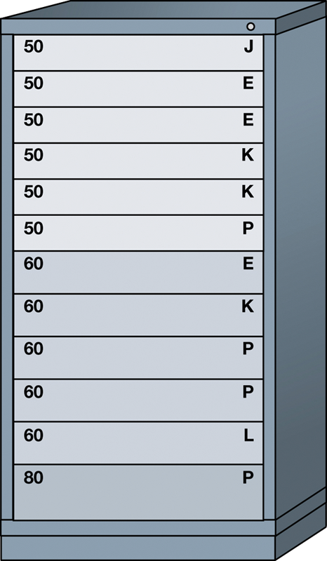 59.25 x 28.25 x 30'' (12 Drawers) - Pre-Engineered Modular Drawer Cabinet Eye-Level (244 Compartments) - A1 Tooling