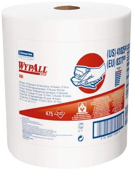 WypAll - X80 Dry Shop Towel/Industrial Wipes - Jumbo Roll, 13-3/8" x 12-1/2" Sheet Size, White - A1 Tooling