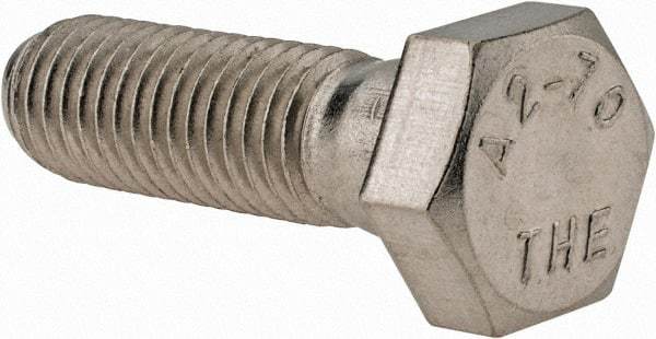 Value Collection - M12x1.75mm Metric Coarse, 40mm Length Under Head Hex Head Cap Screw - Partially Threaded, Grade 18-8 & Austenitic A2 Stainless Steel, 19mm Hex - A1 Tooling