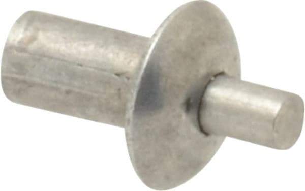 Made in USA - Universal Head Aluminum Alloy Drive Blind Rivet - Stainless Steel Mandrel, 0.109" to 1/8" Grip, 1/4" Head Diam, 0.128" to 0.14" Hole Diam, 0.219" Length Under Head, 1/8" Body Diam - A1 Tooling