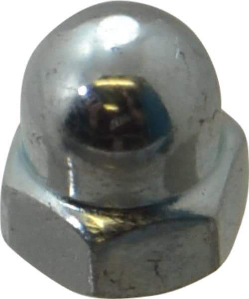 Value Collection - M4x0.7 7mm Width Across Flats, Zinc Plated, Steel Acorn Nut - 8mm Overall Height, Grade 2, DIN 1587 - A1 Tooling