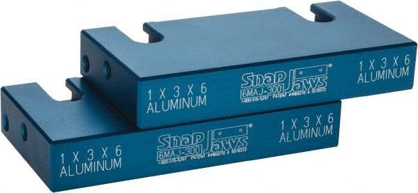 Snap Jaws - 6" Wide x 3" High x 1" Thick, Flat/No Step Vise Jaw - Soft, Aluminum, Fixed Jaw, Compatible with 6" Vises - A1 Tooling