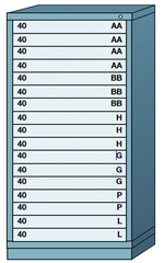 59.25 x 28.25 x 30'' (17 Drawers) - Pre-Engineered Modular Drawer Cabinet Eye-Level (591 Compartments) - A1 Tooling
