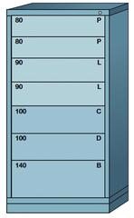 59.25 x 28.25 x 30'' (7 Drawers) - Pre-Engineered Modular Drawer Cabinet Eye-Level (77 Compartments) - A1 Tooling